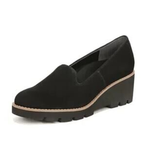 VIONIC Womens Willa Wedge Loafers US 9 EU 40 Black Suede Slip On EUC
